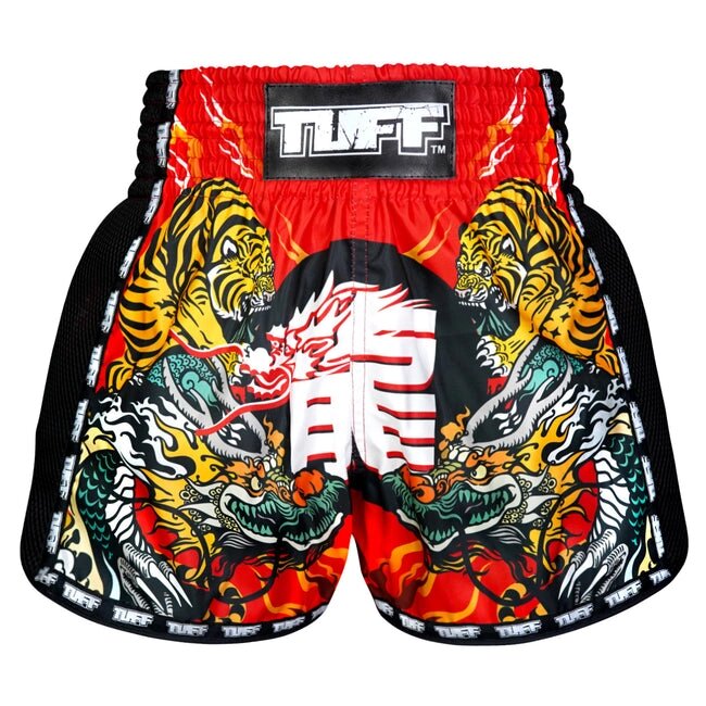 Бестселер TUFF Боксерські шорти для тайського боксу у новому ретро-стилі «Червоний китайський дракон та тигр» Під від компанії greencard - фото 1