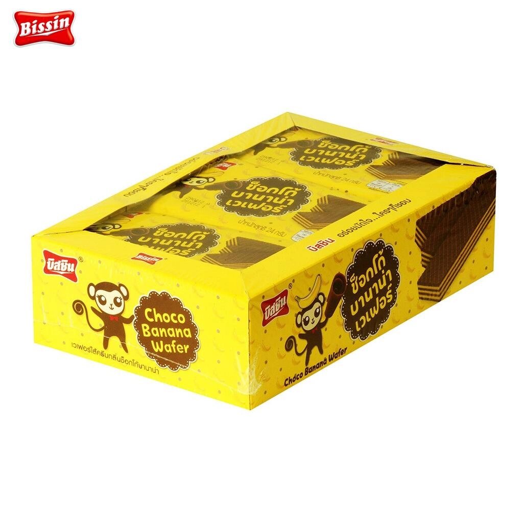 Bissin Вафлі Choco Banana 12 пакетиків 348 г x 1 шт / 3 шт - Thai Snack Під замовлення з Таїланду за 30 днів, доставка від компанії greencard - фото 1