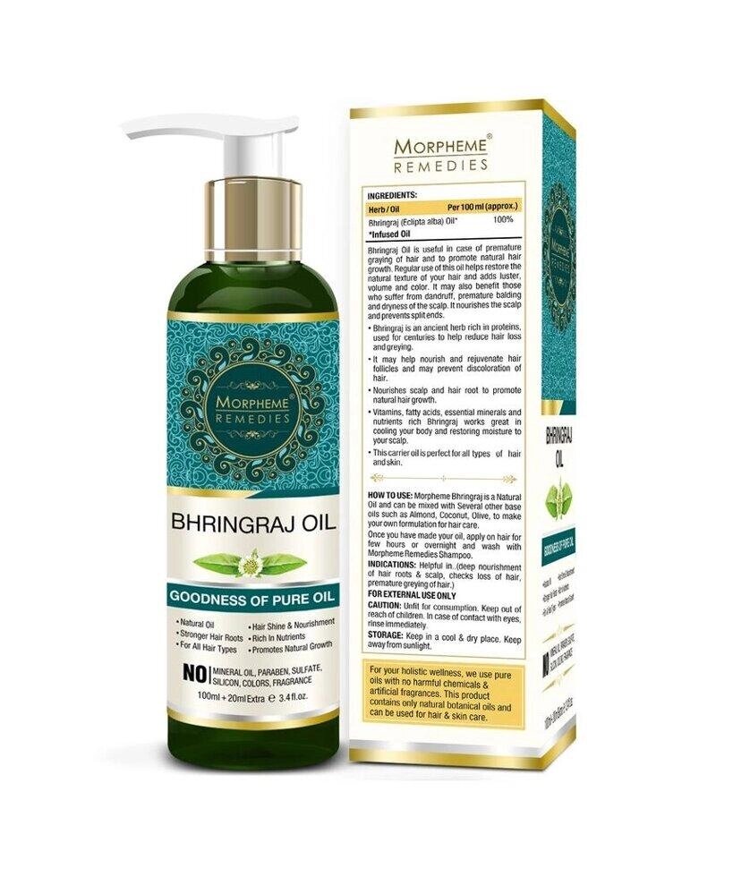 Брінгарадж: натуральна олія для зміцнення та росту волосся (120 мл), Pure Bhringraj Oil,  Morpheme Remedies Під від компанії greencard - фото 1