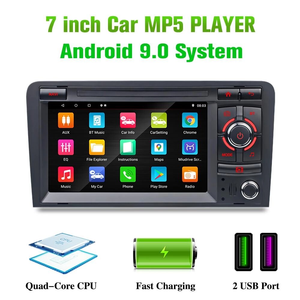 CarPlay Auto Android автомобільне радіо для A-udi A3 8P 2003-2012 S3 2006-2012 RS3 2011 мультимедійне відео стерео Під від компанії greencard - фото 1