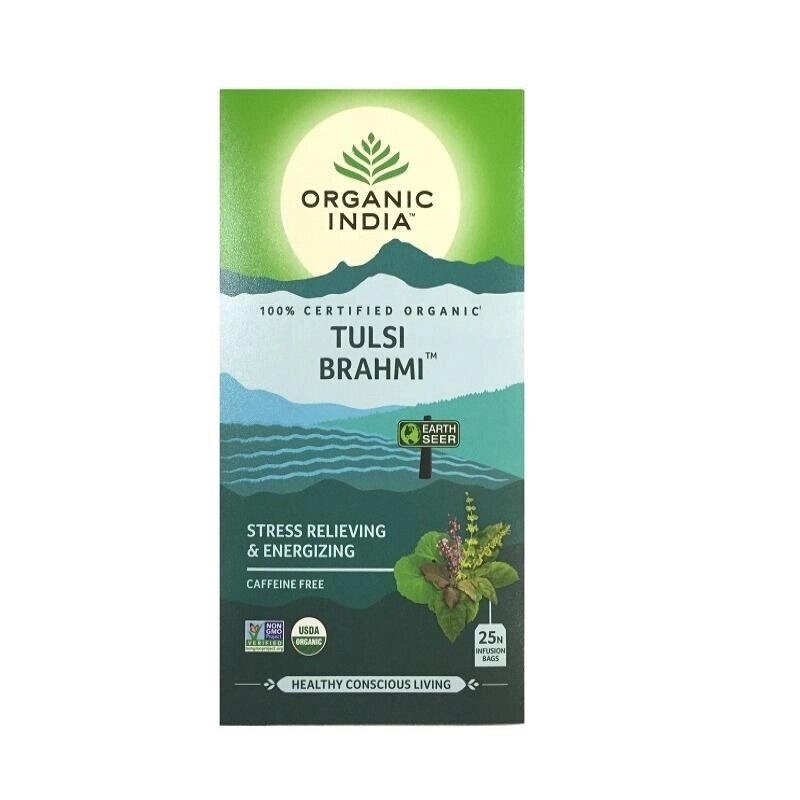 Чай з Тулсі та Брахмі (25 пак, 1.74 г), Tulsi Brahmi Tea,  Organic India Під замовлення з Індії 45 днів. Безкоштовна від компанії greencard - фото 1