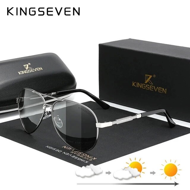 Чоловічі фотохромні поляризаційні сонцезахисні окуляри KINGSEVEN N7899 Gun Photochromic Код/Артикул 184 від компанії greencard - фото 1