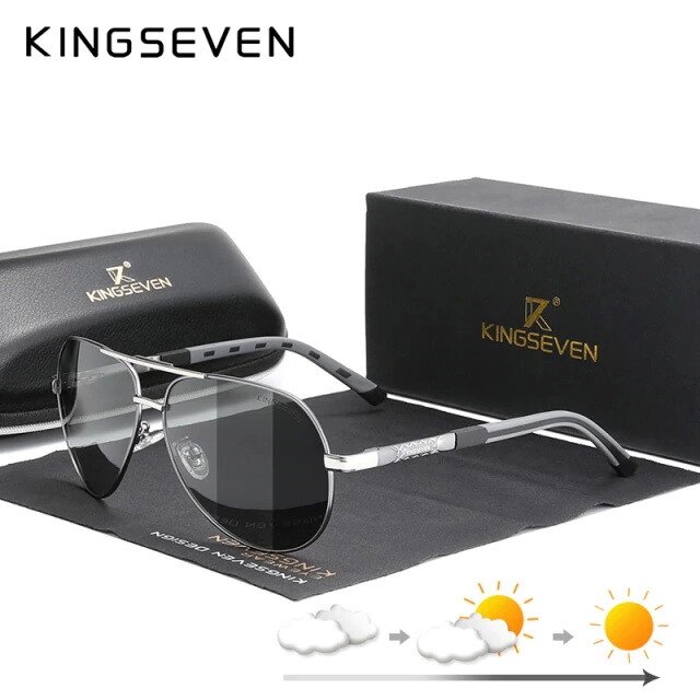 Чоловічі фотохромні сонцезахисні окуляри KINGSEVEN K725 Gun Photochromic Код/Артикул 184 від компанії greencard - фото 1