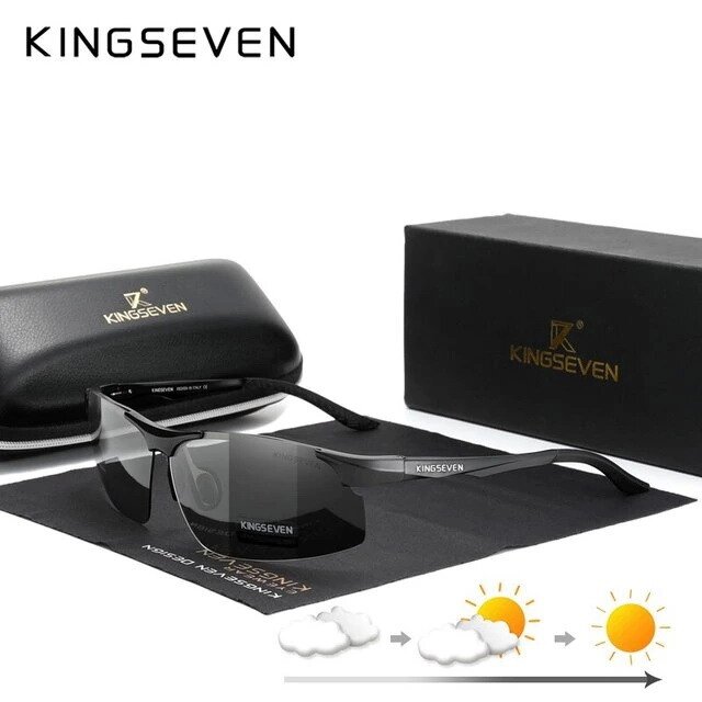 Чоловічі фотохромні сонцезахисні окуляри KINGSEVEN N9126 Black Photochromic Код/Артикул 184 від компанії greencard - фото 1