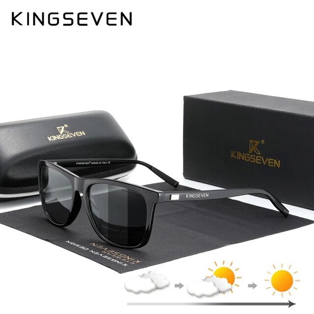 Чоловічі фотохромні сонцезахисні окуляри KINGSEVEN NF7557 Black Photochromic Код/Артикул 184 123746 від компанії greencard - фото 1