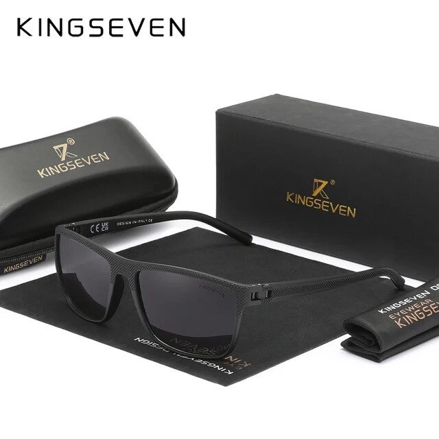 Чоловічі градієнтні поляризаційні сонцезахисні окуляри KINGSEVEN LC755 Black Gradient Gray Код/Артикул 184 від компанії greencard - фото 1
