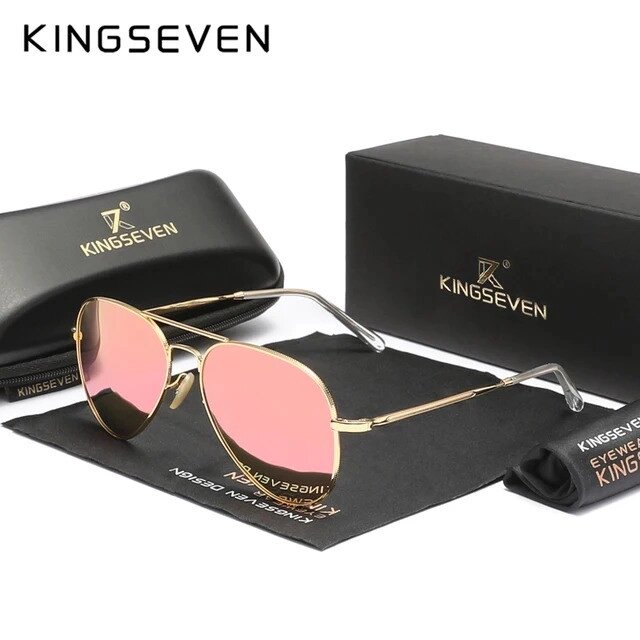 Чоловічі поляризаційні сонцезахисні окуляри KINGSEVEN 7117 Gold Pink Код/Артикул 184 125133 від компанії greencard - фото 1