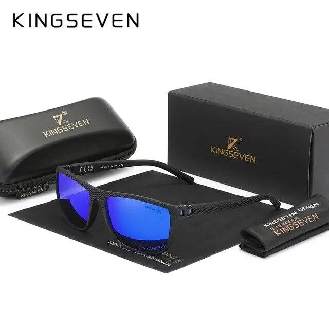 Чоловічі поляризаційні сонцезахисні окуляри KINGSEVEN LC755 Black Dark Blue Код/Артикул 184 від компанії greencard - фото 1