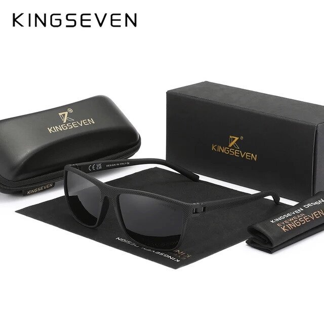 Чоловічі поляризаційні сонцезахисні окуляри KINGSEVEN LC755 Black Gray Код/Артикул 184 від компанії greencard - фото 1
