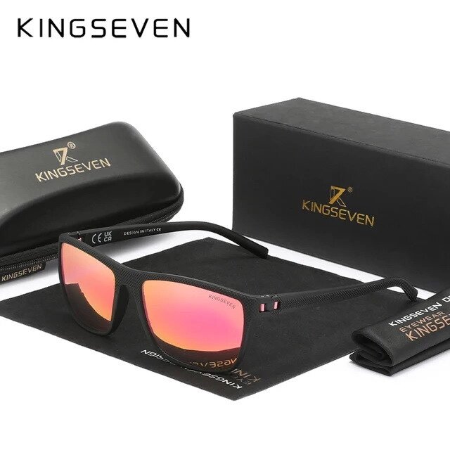 Чоловічі поляризаційні сонцезахисні окуляри KINGSEVEN LC755 Black Pink Код/Артикул 184 124221 від компанії greencard - фото 1