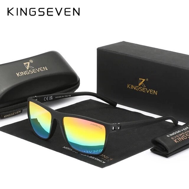 Чоловічі поляризаційні сонцезахисні окуляри KINGSEVEN LC755 Black Rainbow Код/Артикул 184 від компанії greencard - фото 1