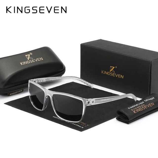 Чоловічі поляризаційні сонцезахисні окуляри KINGSEVEN LC755 Transparent Gray Код/Артикул 184 від компанії greencard - фото 1