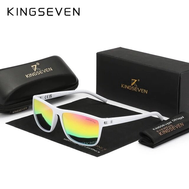 Чоловічі поляризаційні сонцезахисні окуляри KINGSEVEN LC755 White Rainbow Код/Артикул 184 від компанії greencard - фото 1