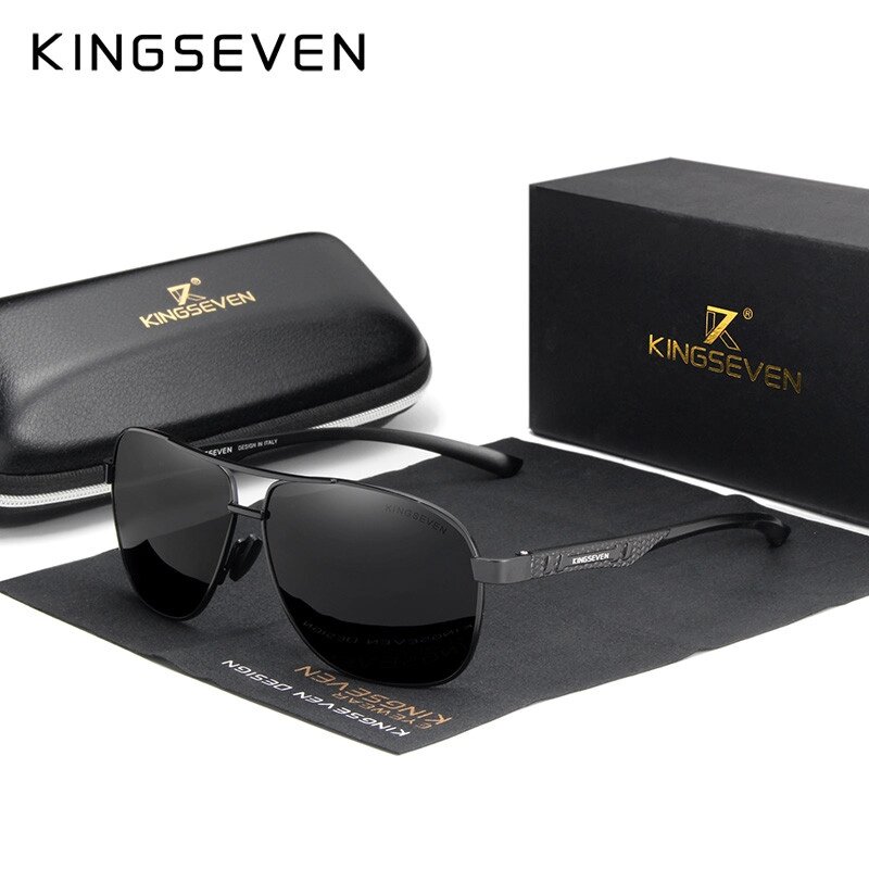 Чоловічі поляризаційні сонцезахисні окуляри KINGSEVEN N7188 Black Gray Код/Артикул 184 від компанії greencard - фото 1