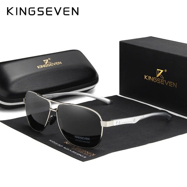 Чоловічі поляризаційні сонцезахисні окуляри KINGSEVEN N7188 Silver Gray Код/Артикул 184 від компанії greencard - фото 1