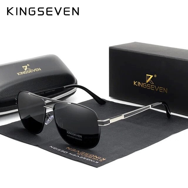 Чоловічі поляризаційні сонцезахисні окуляри KINGSEVEN N738 Silver Gray Код/Артикул 184 від компанії greencard - фото 1