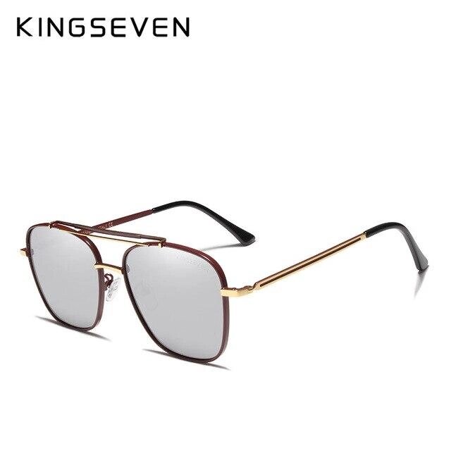Чоловічі поляризаційні сонцезахисні окуляри KINGSEVEN N7388 Gold Silver Код/Артикул 184 від компанії greencard - фото 1