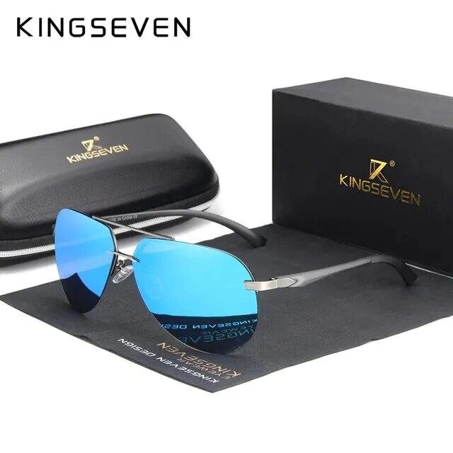 Чоловічі поляризаційні сонцезахисні окуляри KINGSEVEN N7413 Gray Blue Код/Артикул 184 від компанії greencard - фото 1