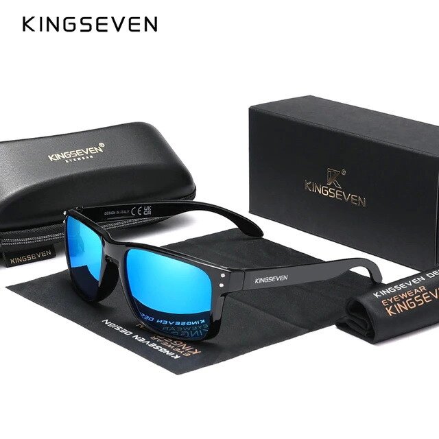 Чоловічі поляризаційні сонцезахисні окуляри KINGSEVEN N758 Black Mirror Blue Код/Артикул 184 від компанії greencard - фото 1