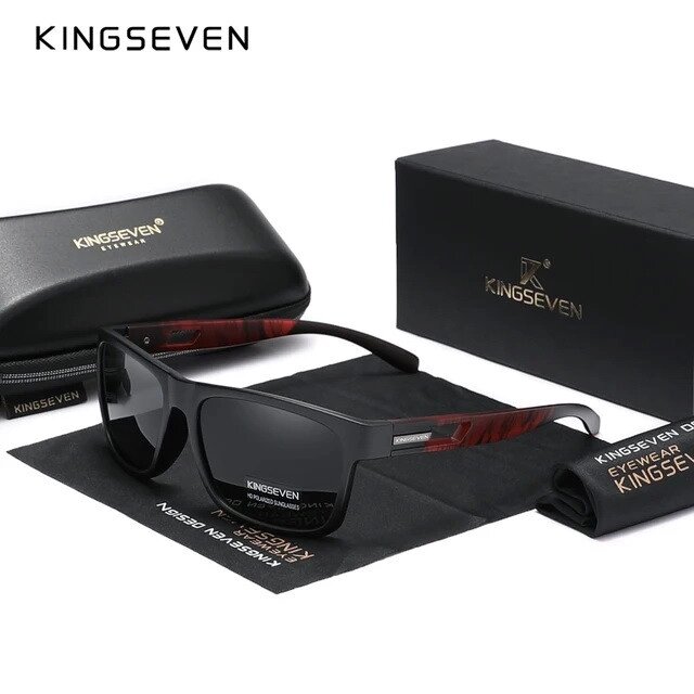 Чоловічі поляризаційні сонцезахисні окуляри KINGSEVEN N770 Red Gray Код/Артикул 184 від компанії greencard - фото 1