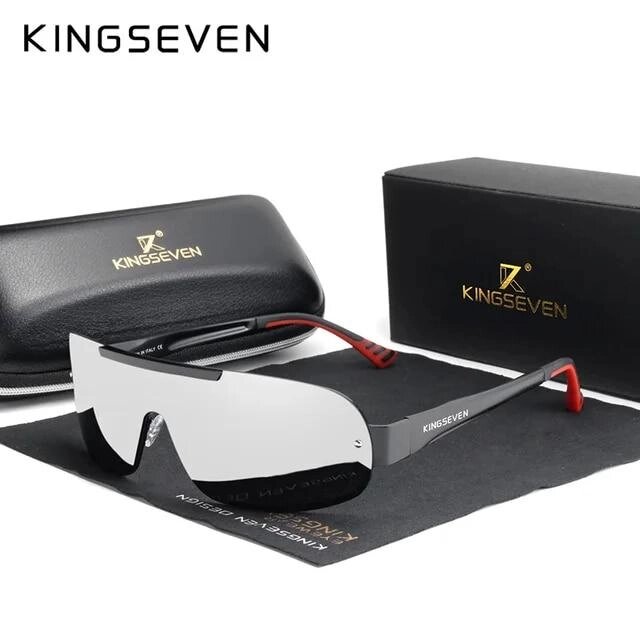 Чоловічі поляризаційні сонцезахисні окуляри KINGSEVEN N7716 Mirror Silver Код/Артикул 184 від компанії greencard - фото 1