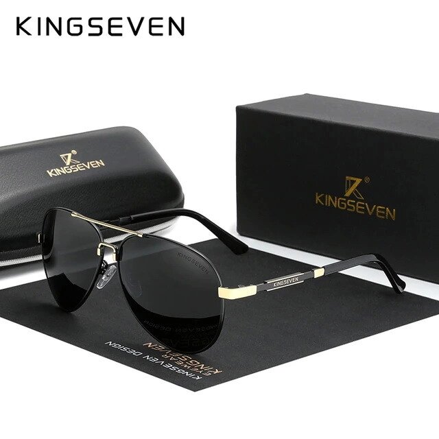Чоловічі поляризаційні сонцезахисні окуляри KINGSEVEN N7899 Gold Gray Код/Артикул 184 від компанії greencard - фото 1