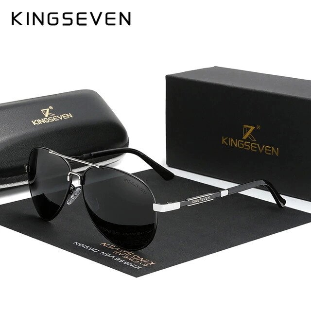 Чоловічі поляризаційні сонцезахисні окуляри KINGSEVEN N7899 Silver Gray Код/Артикул 184 від компанії greencard - фото 1