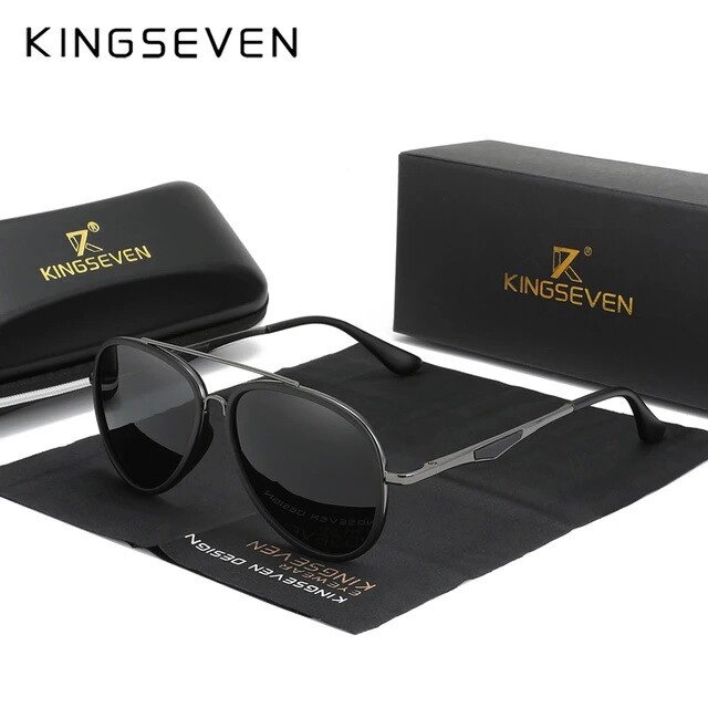 Чоловічі поляризаційні сонцезахисні окуляри KINGSEVEN N7936 Gun Gray Код/Артикул 184 від компанії greencard - фото 1
