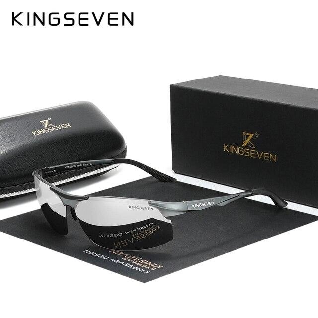 Чоловічі поляризаційні сонцезахисні окуляри KINGSEVEN N9126 Mirror Silver Код/Артикул 184 від компанії greencard - фото 1