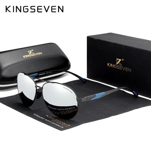 Чоловічі поляризаційні сонцезахисні окуляри KINGSEVEN NF7228 Black Silver Код/Артикул 184 від компанії greencard - фото 1