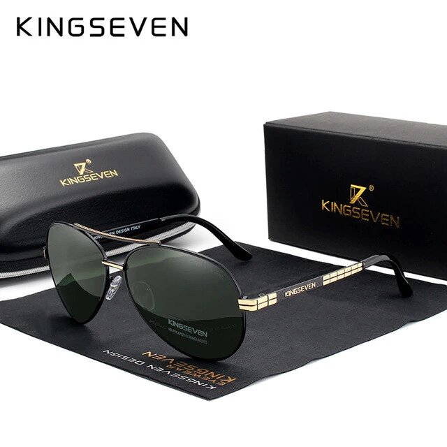 Чоловічі поляризаційні сонцезахисні окуляри KINGSEVEN NK7840 Gold Green Код/Артикул 184 123860 від компанії greencard - фото 1