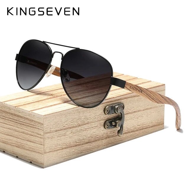 Чоловічі поляризаційні сонцезахисні окуляри KINGSEVEN ZB5518 Black Код/Артикул 184 від компанії greencard - фото 1