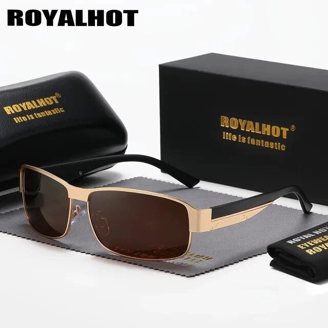 Чоловічі поляризаційні сонцезахисні окуляри RoyalHot 60023 Gold Brown Код/Артикул 184 124340 від компанії greencard - фото 1