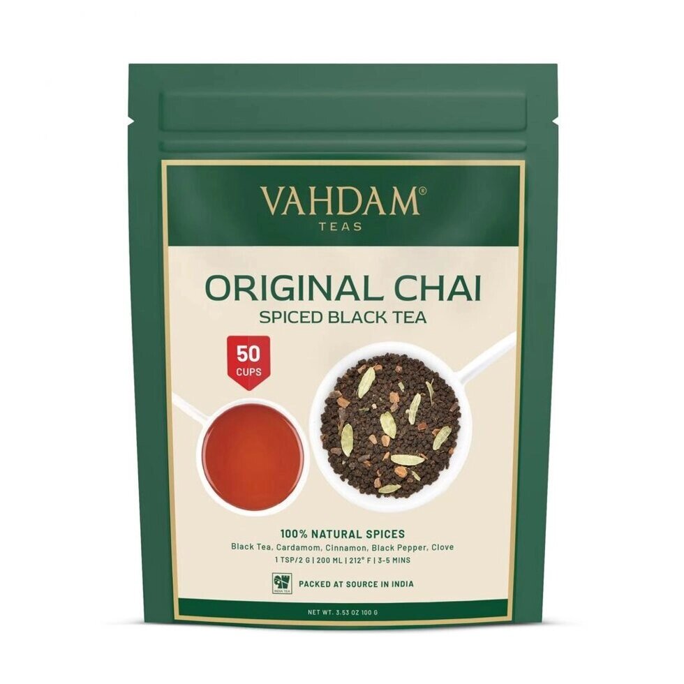 Чорний чай Масалу (100 г), Original Chai Spiced Black Tea,  VAHDAM під замовлення з Індії за 45 днів, доставка від компанії greencard - фото 1