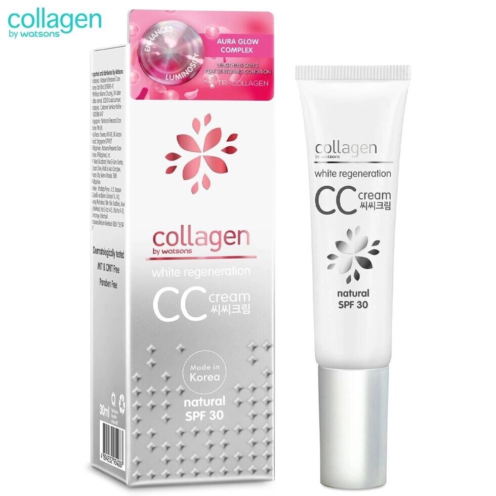Collagen by Watsons White Regeneration CC Cream Natural SPF30 30 мл. Під замовлення з Таїланду за 30 днів, доставка від компанії greencard - фото 1