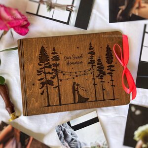 Дерев'яний фотоальбом для закоханих | весільний фотоальбом - подарунок на річницю стосунків Код/Артикул 182