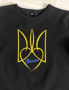 Дитяча футболка патріотична з вишивкою I Love Ukraine , футболка вишивка, футболка вишиванка, футболка з вишиванкою
