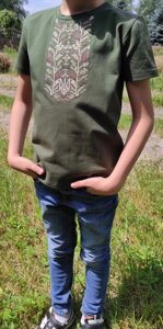 Дитяча футболка патріотична з вишивкою Гармонія, футболка вишивка, футболка вишиванка, футболка з вишиванкою