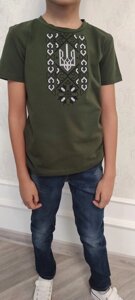 Дитяча футболка патріотична з вишивкою Воля 5, футболка вишивка, футболка вишиванка, футболка з вишиванкою Код/Артикул