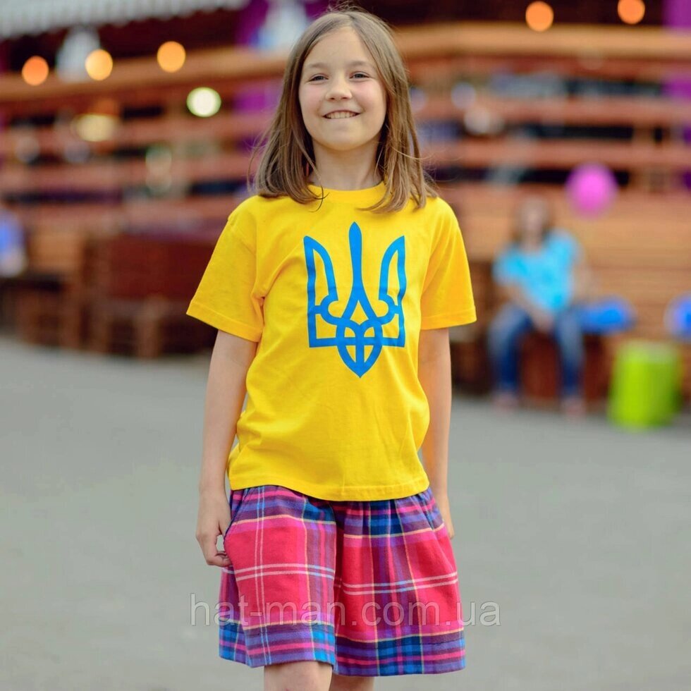 Дитяча футболка з гербом України, жовта, до 8р КодАртикул 2 від компанії greencard - фото 1