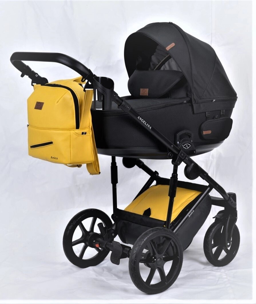 Дитяча коляска 2 в 1 Angelina Amica Electro жовтий Код/Артикул 15 від компанії greencard - фото 1