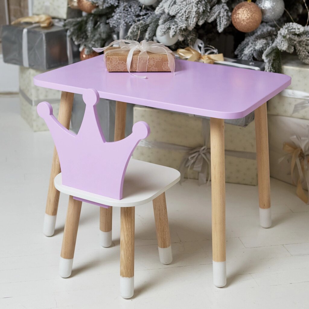 Дитячий  фіолетовий прямокутний стіл  і стільчик корона. Столик фіолетовий дитячий Код/Артикул 115 24412 від компанії greencard - фото 1