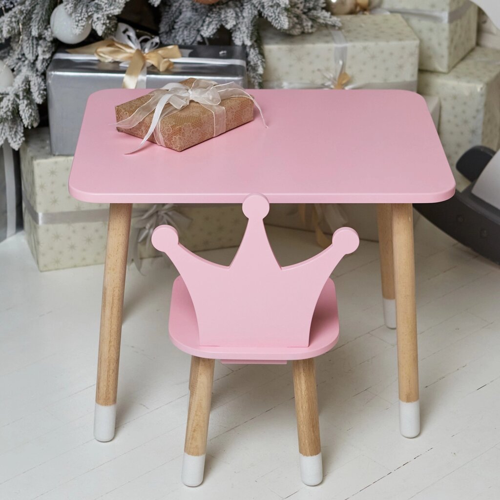 Дитячий  прямокутний стіл і стільчик дитячий корона. Столик рожевий дитячий Код/Артикул 115 44412 від компанії greencard - фото 1