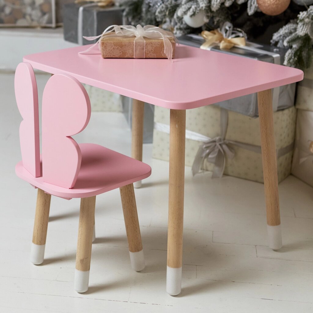 Дитячий  прямокутний стіл і стільчик метелик. Столик рожевий дитячий Код/Артикул 115 23492 від компанії greencard - фото 1