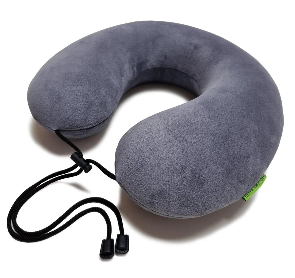 Дорожня подушка для шиї ортопедична автомобільна з фіксатором з «ефектом пам'яті» (Memory foam) ELITE DECOR PMF 001-3 від компанії greencard - фото 1