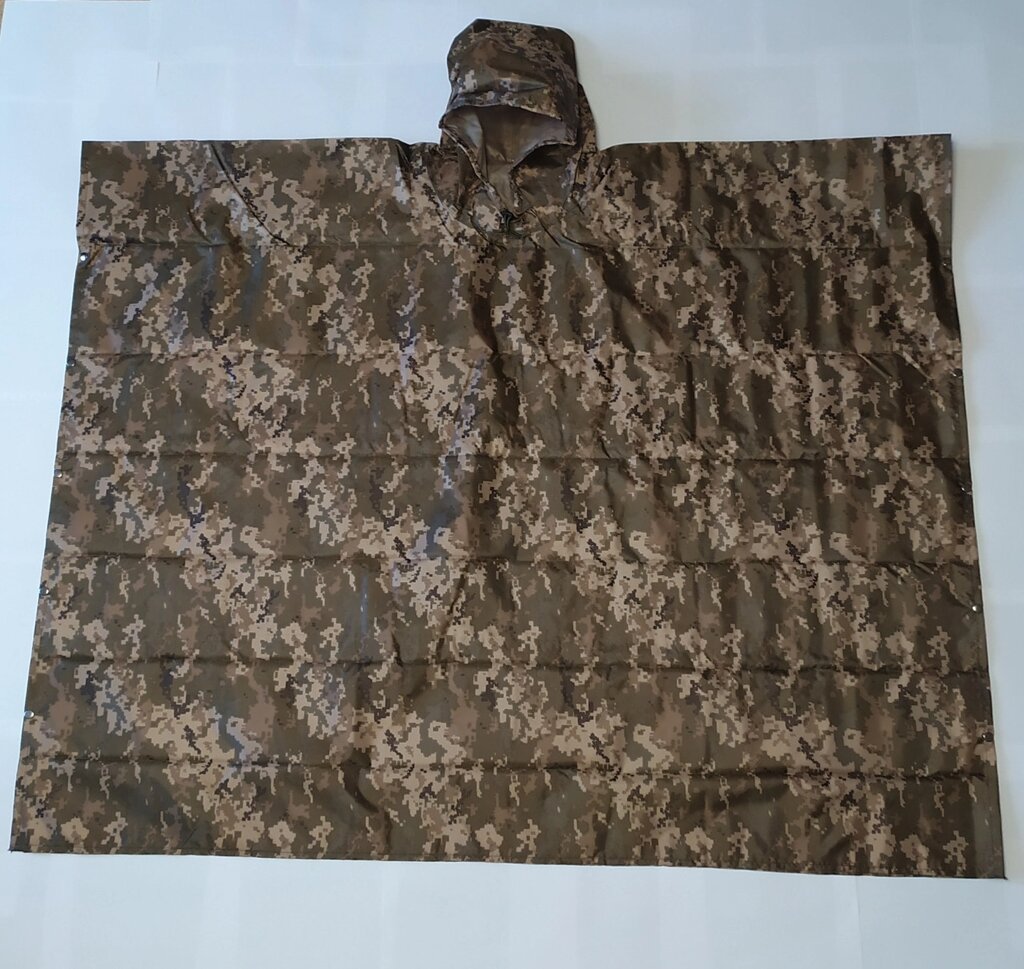 Дощовик військовий хакі панчо з чохлом на плечах тканина у два шари Код/Артикул 119 73422 від компанії greencard - фото 1