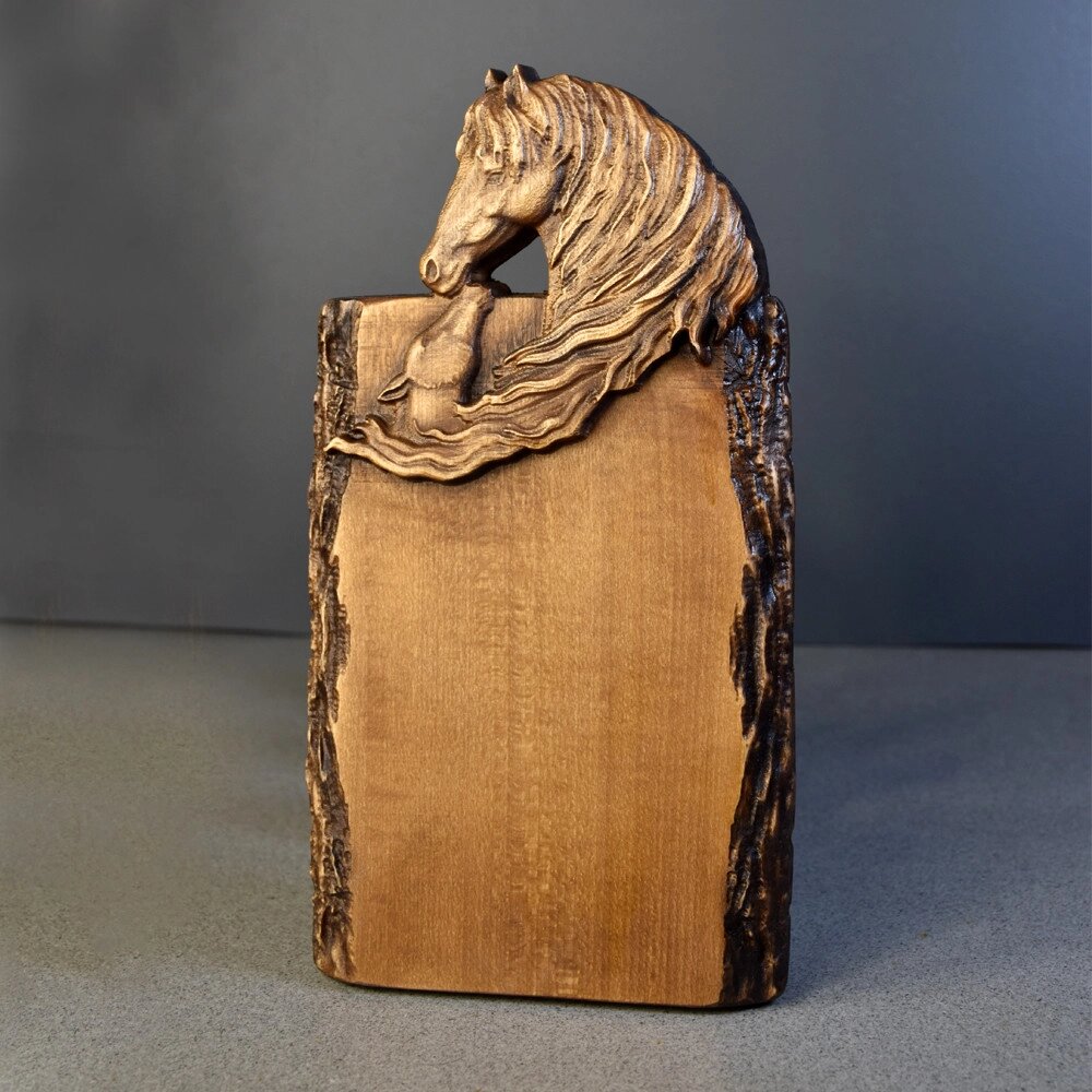 Дошка обробна дерев'яна кінь з лошам. Розмір 15 х 27 см. Код/Артикул 142 118 від компанії greencard - фото 1