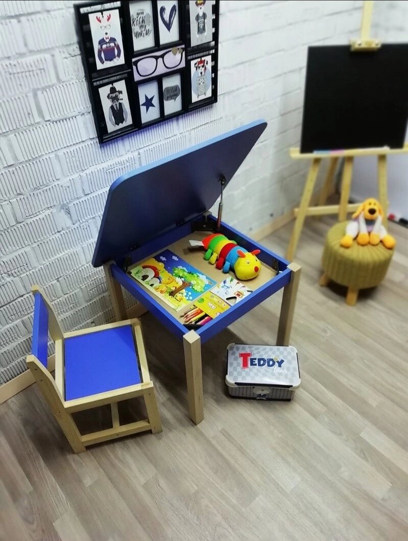 Екоігровий набір для дітей Baby Comfort стіл із нішею + стілець синій Код/Артикул 15 від компанії greencard - фото 1