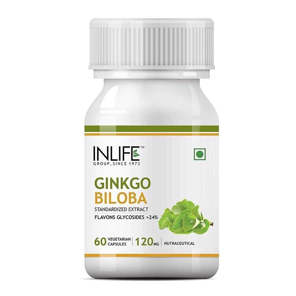 Екстракт Гінкго Білоба (60 кап, 120 мг), Ginkgo Biloba Extract,  INLIFE Під замовлення з Індії 45 днів. Безкоштовна від компанії greencard - фото 1