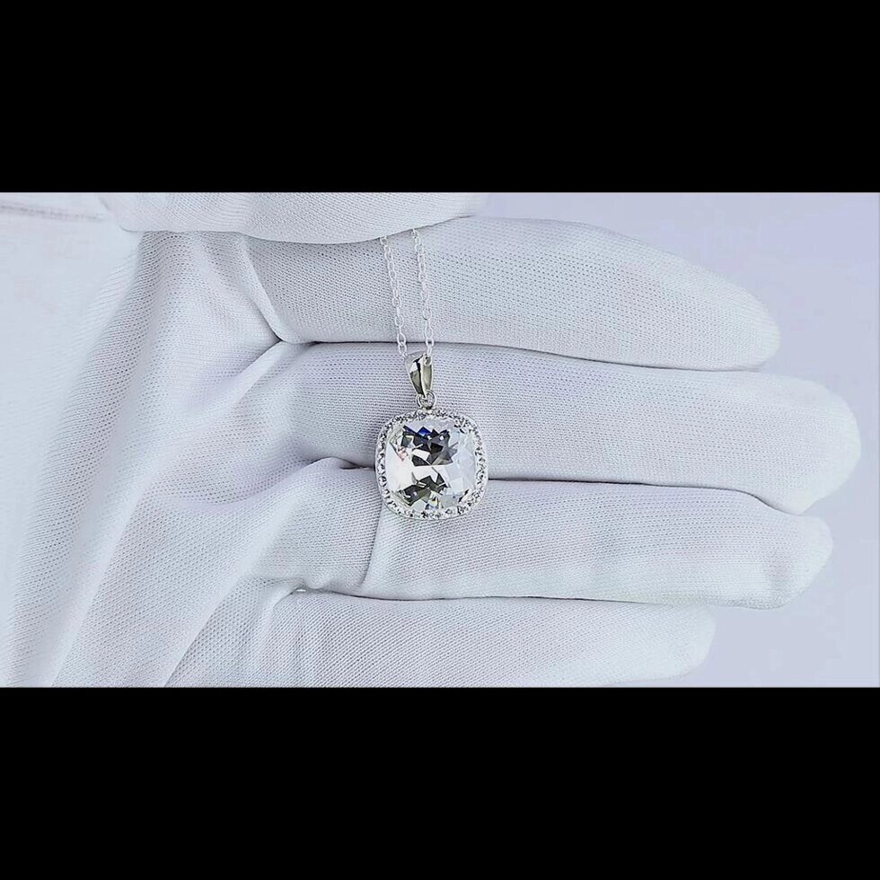 Елегантне намисто з підвіскою із кристалів огранювання «подушка» із цільного срібла 925 проби Під замовлення з Таїланду  від компанії greencard - фото 1